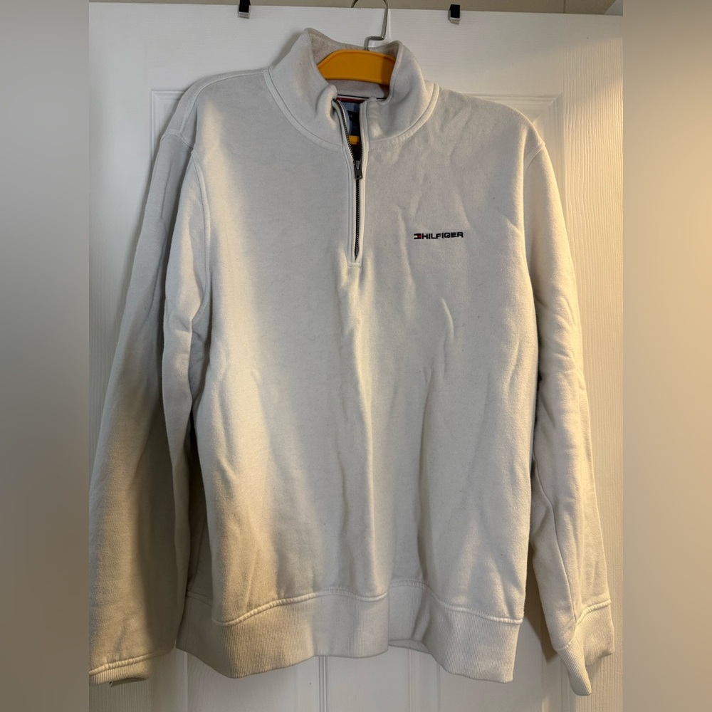 Tommy Hilfiger Men's White Quarter-Zip Sweater